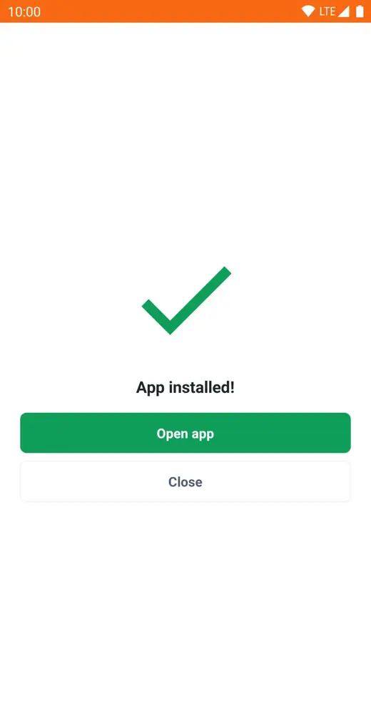 Skrin App installed dengan butang Open app