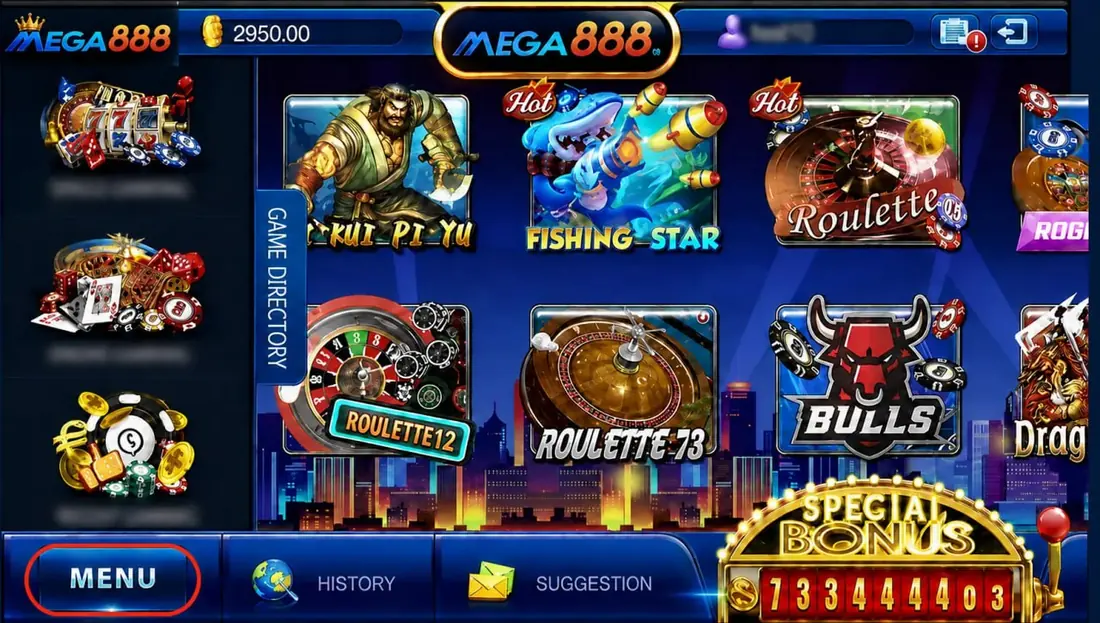 Lobi game Mega888 sebenar dengan Fishing Star, Roulette dan Bulls